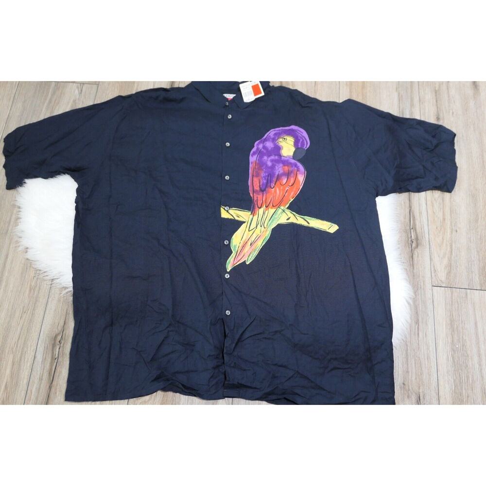 Vintage NWT COLOR WORKS Casual Male Big & Tall 3XLT Rayon PARROT Button Shirt